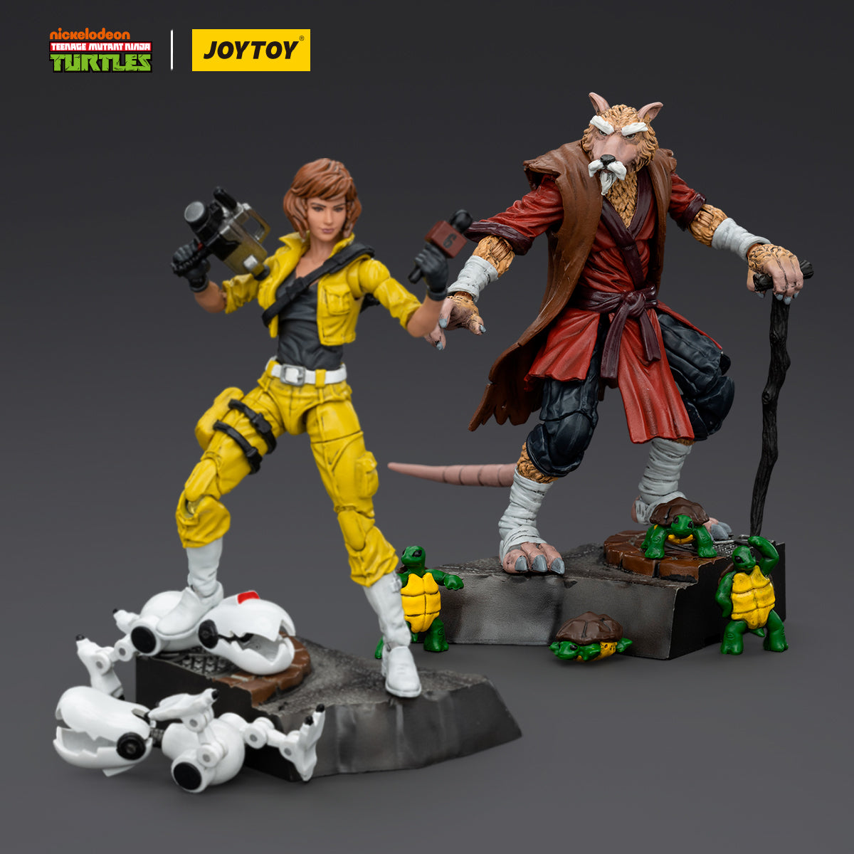 JOYTOY 1/18 Action Figure TMNT-Splinter & April O'Neil Collection Mode