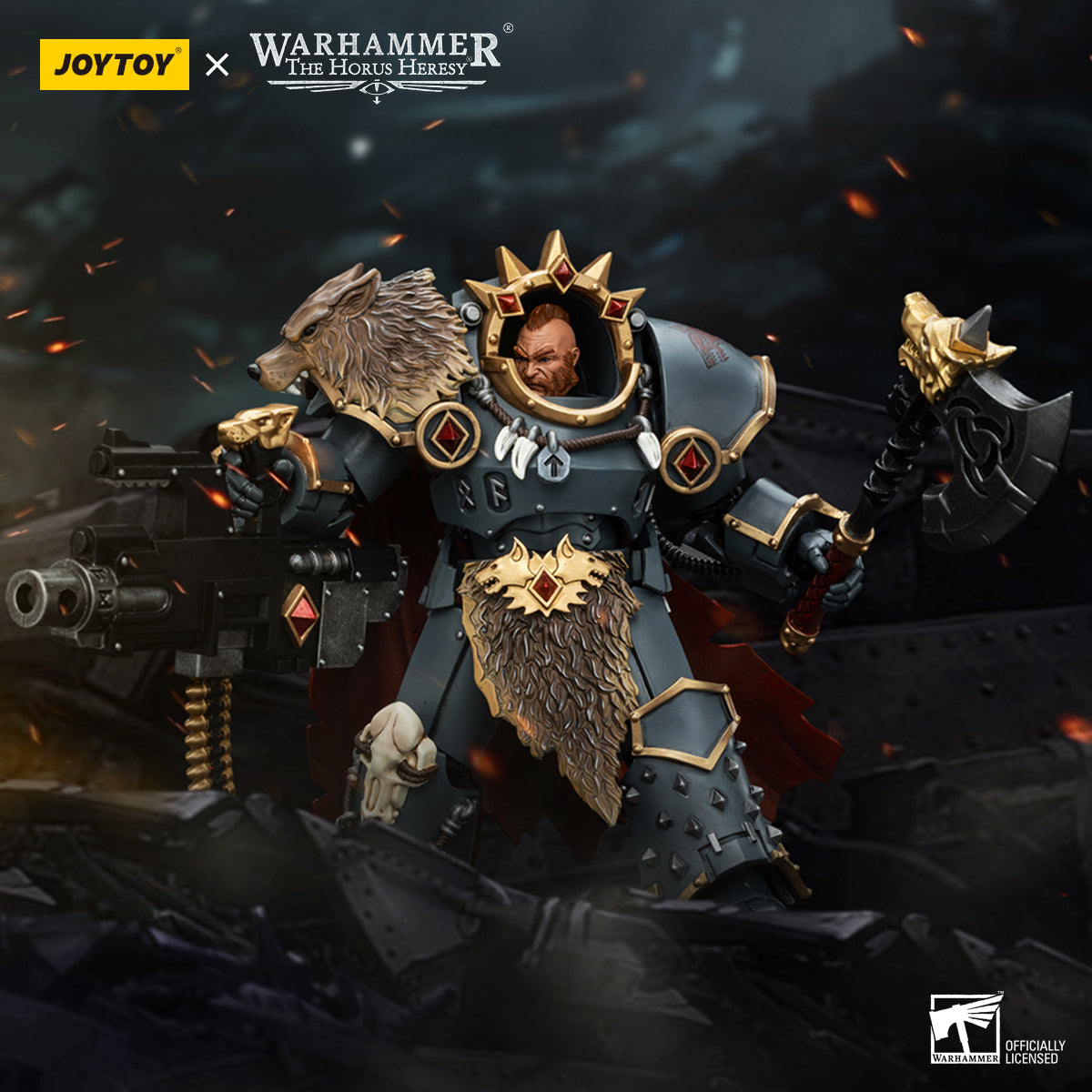 JOYTOY Warhammer 30K 1/18 Action Figure Space Wolves Legion Praetor wi